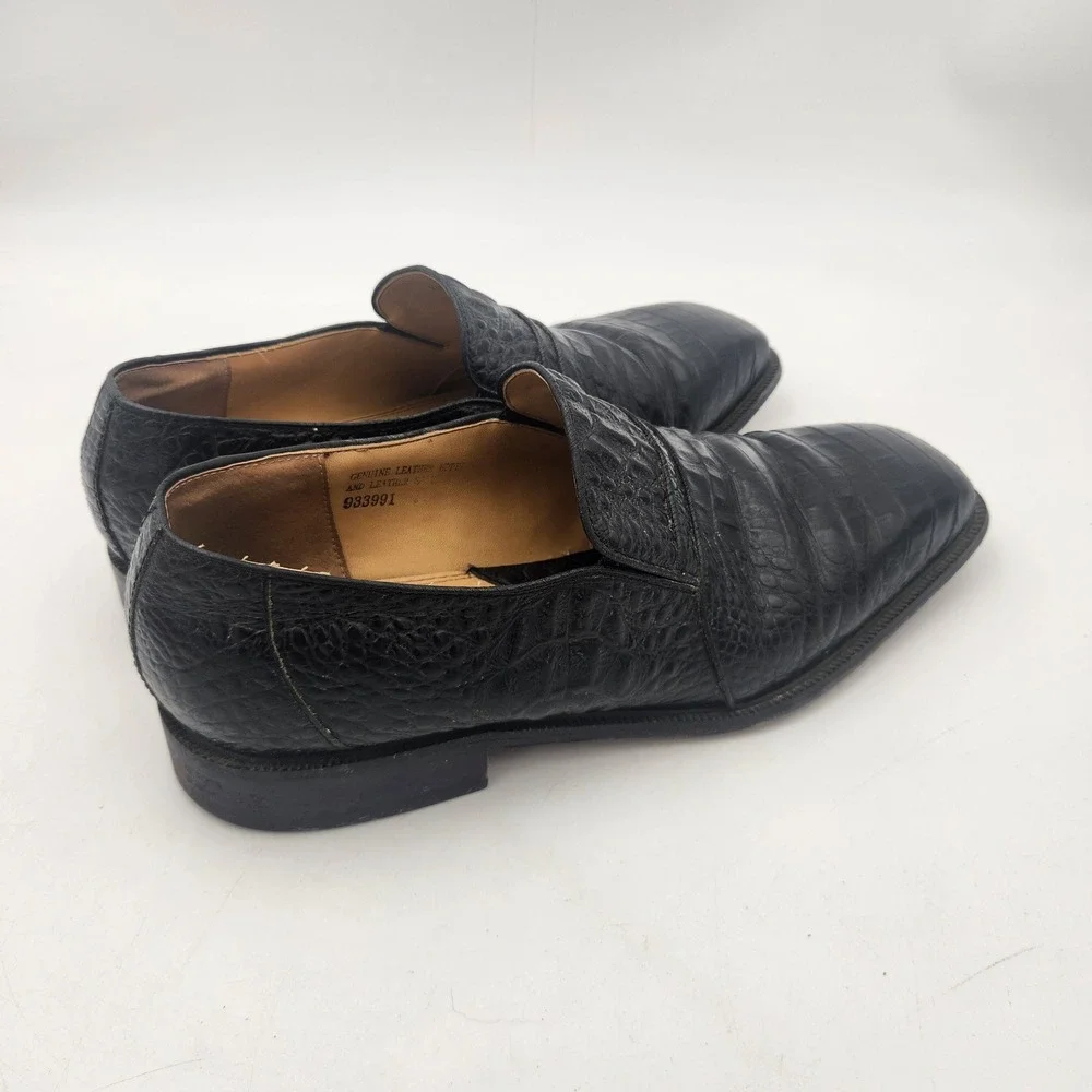 Giorgio Brutini Black Crocodile Embossed Leather Square Toe Loafers Mens 933991